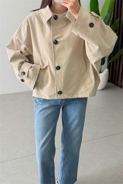 Soul Taş Oversize Ara Boy Trençkot