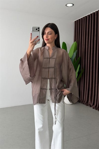 Stay Bronz Şifon Kimono Gömlek