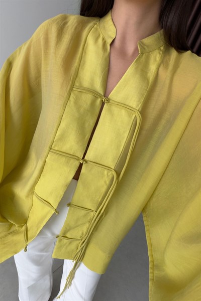 Stay Yeşil Şifon Kimono Gömlek