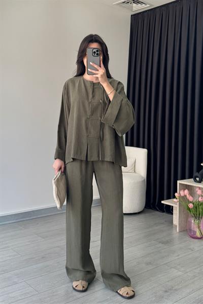 Tasha Haki Modal Bluz Pantolon Takım