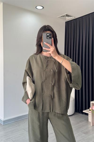 Tasha Haki Modal Bluz Pantolon Takım