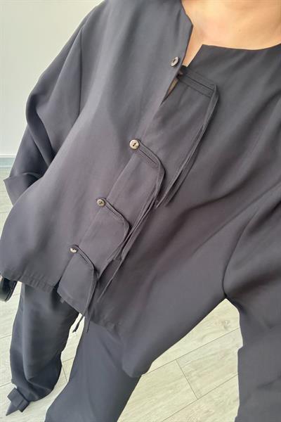 Tasha Siyah Modal Bluz Pantolon Takım