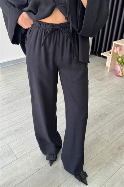 Tasha Siyah Modal Bluz Pantolon Takım