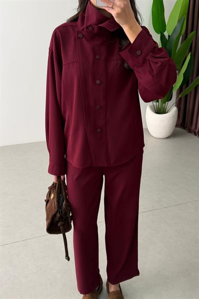 Tiva Bordo Dik Yaka Tasarım Takım
