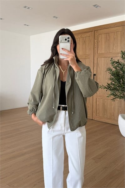 Tracy Haki Taşlı Tasarım Bomber Ceket