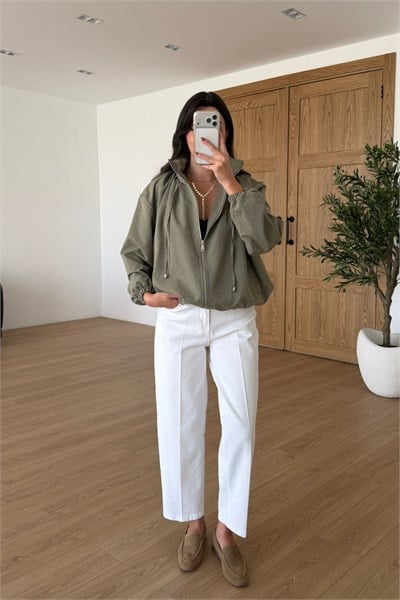 Tracy Haki Taşlı Tasarım Bomber Ceket