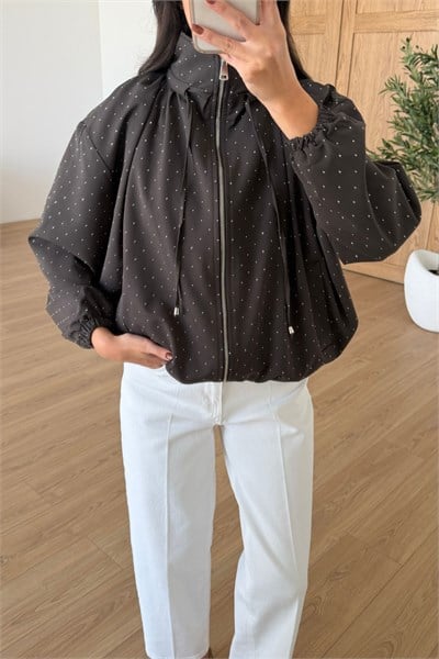 Tracy Kahve Taşlı Tasarım Bomber Ceket