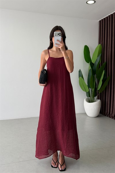Voe Bordo Şallı Bluz Elbise Takım