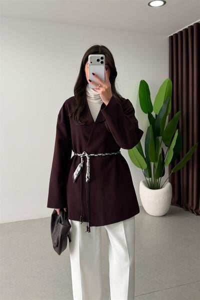 West Mürdüm Fular Kemerli Blazer