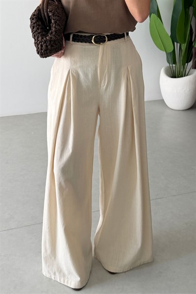 Yone Natural Kemerli Keten Pantolon