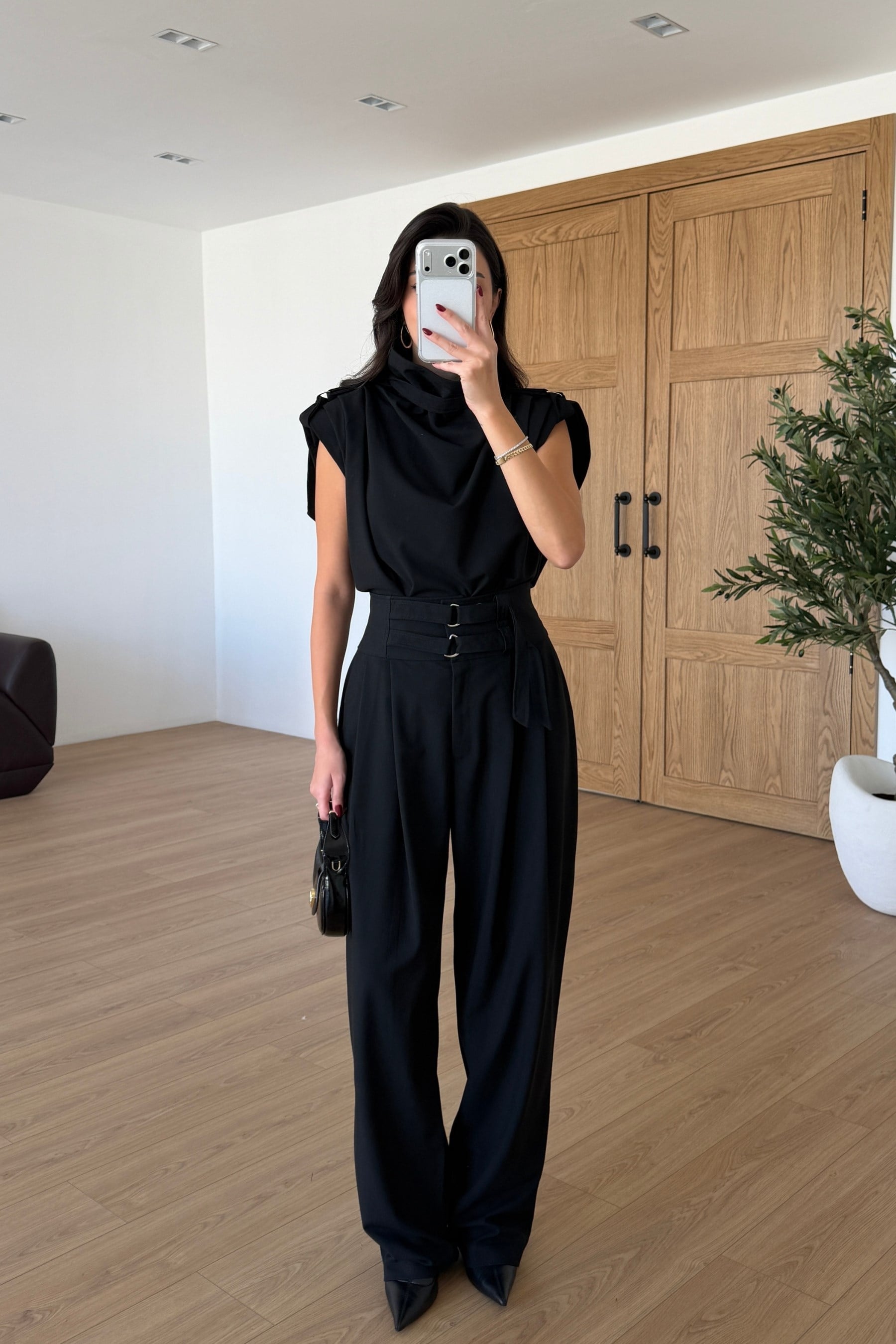 Elora Siyah Tasarım Bluz Pantolon Takım