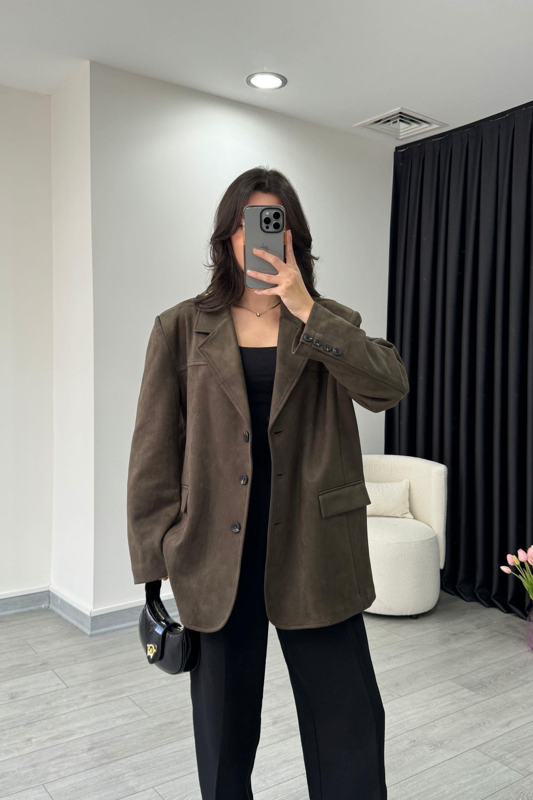 Haki Premium Süet Blazer