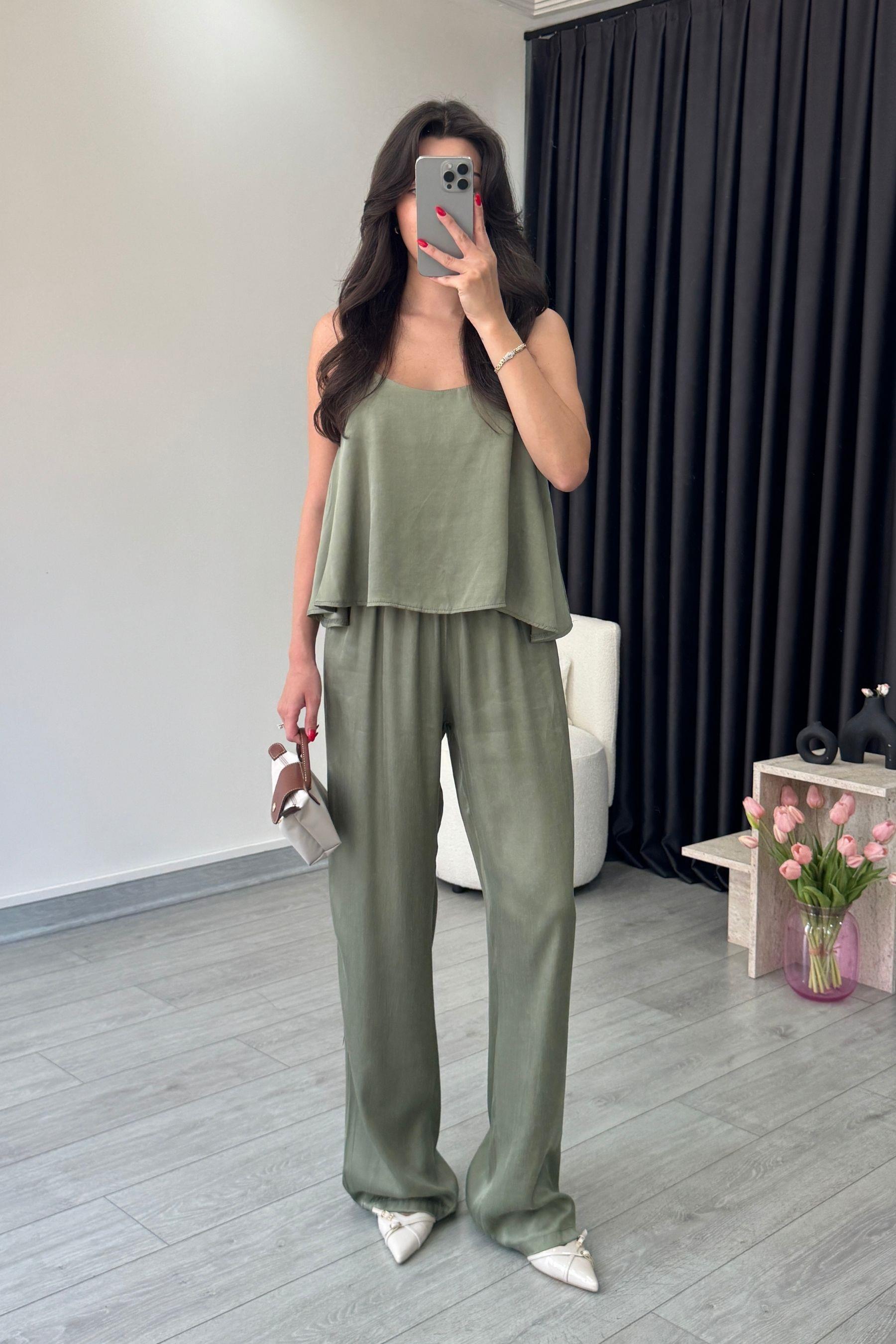 İsla Haki Premium Modal Bluz Pantolon Takım