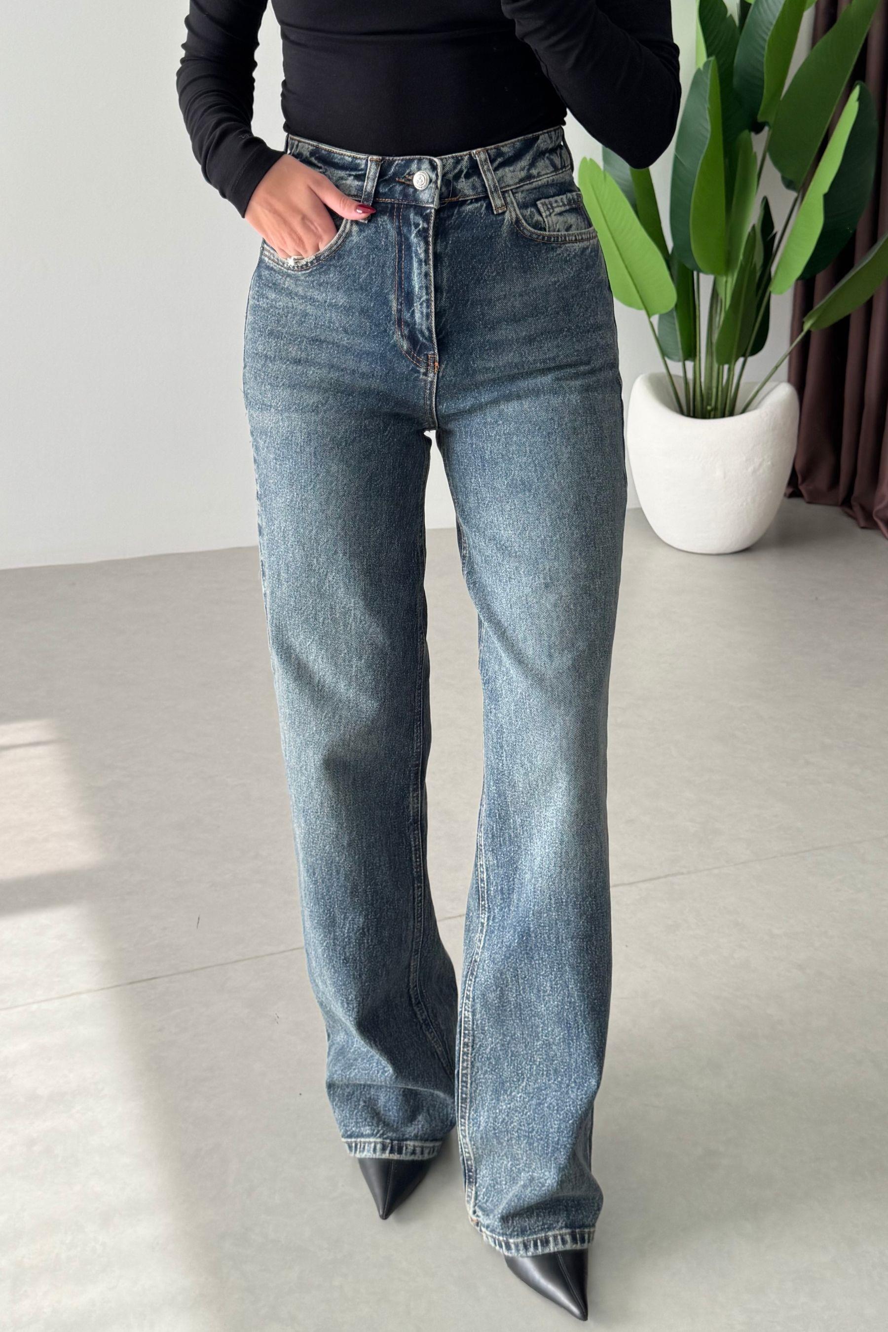 Karlin Yıkamalı Wide Leg Jean