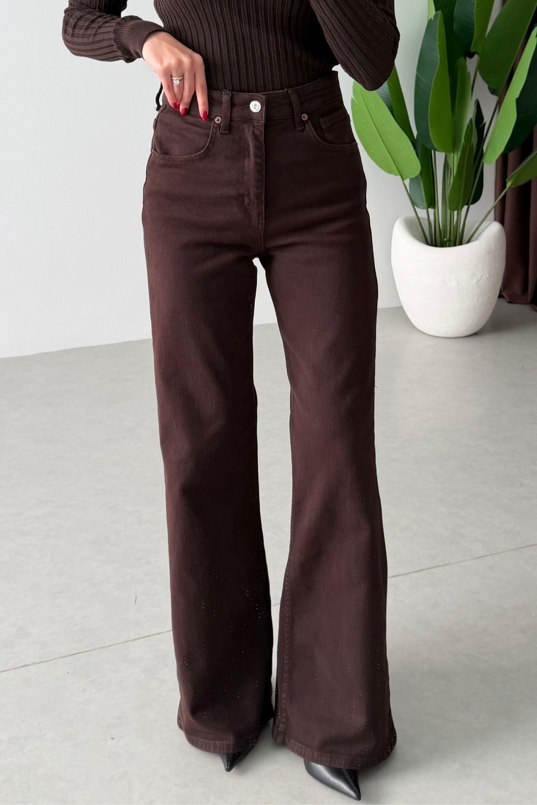 Noir Kahve Wide Leg Jean