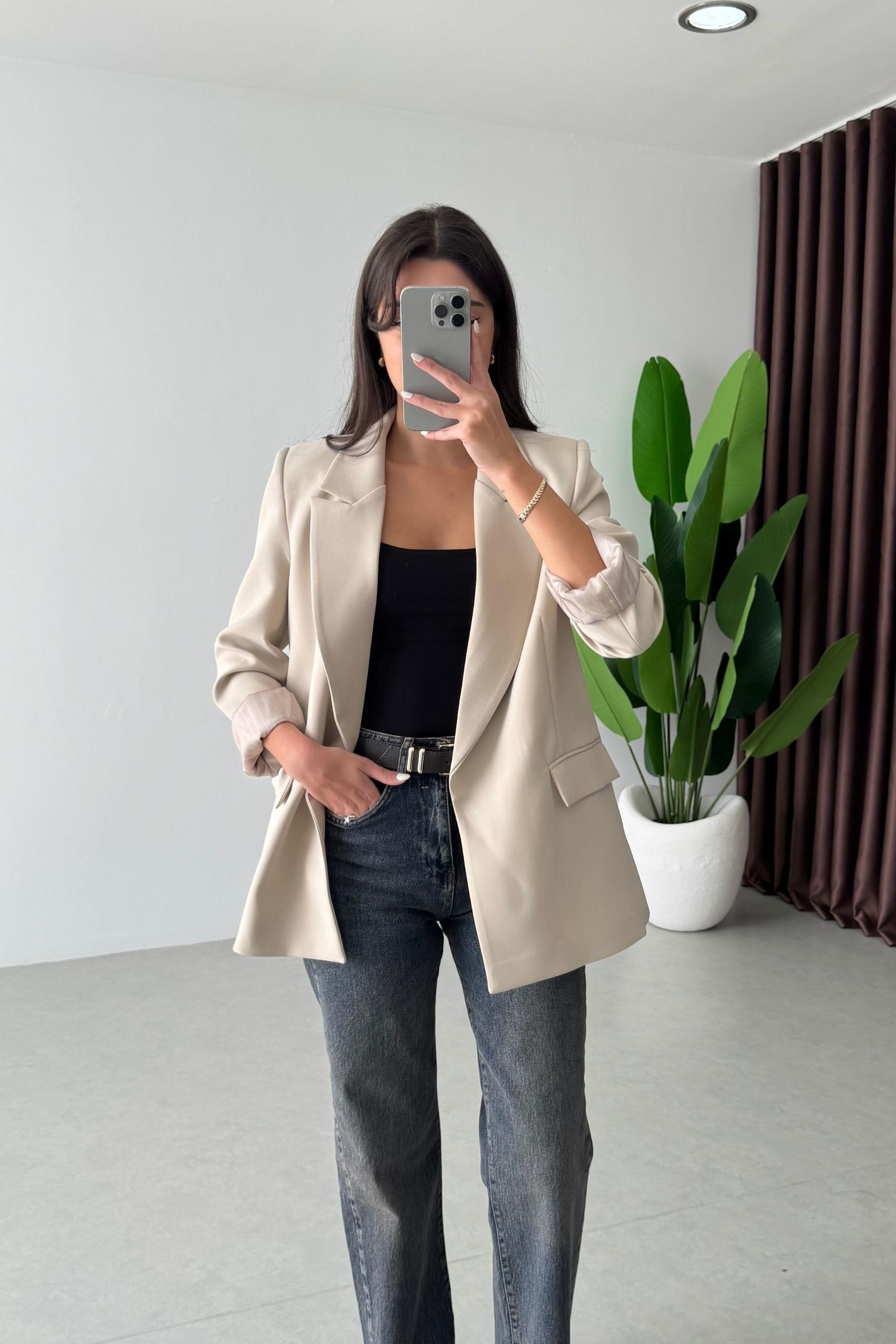 Nowan Taş Çizgili Astar Detay Blazer