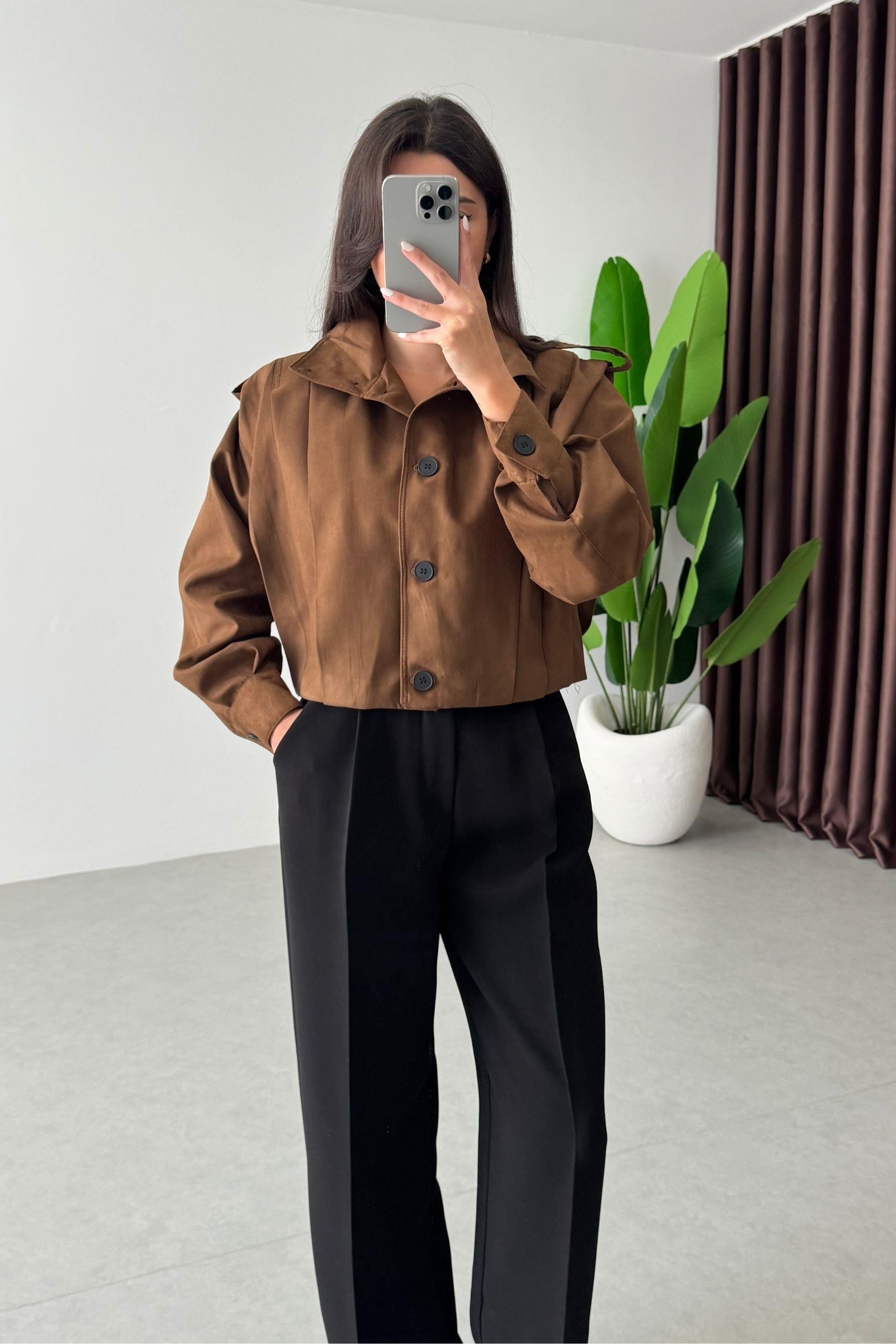 Robbie Taba Nubuk Crop Ceket