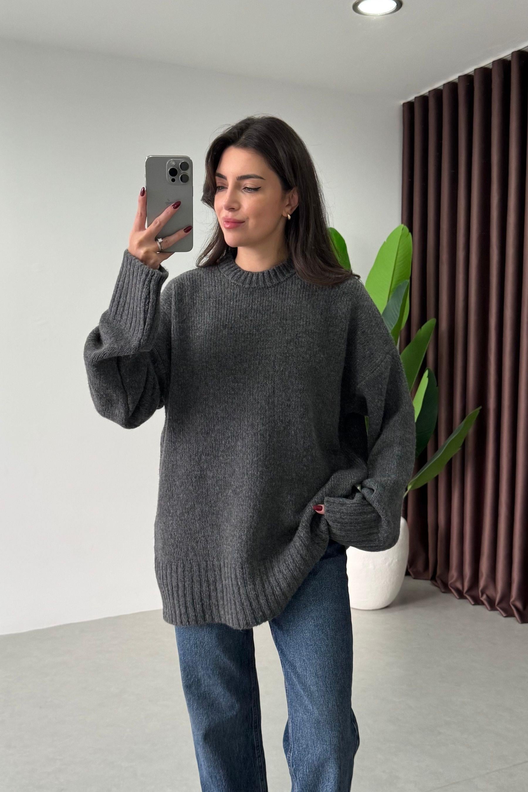 Shona Antrasit Oversize Kazak