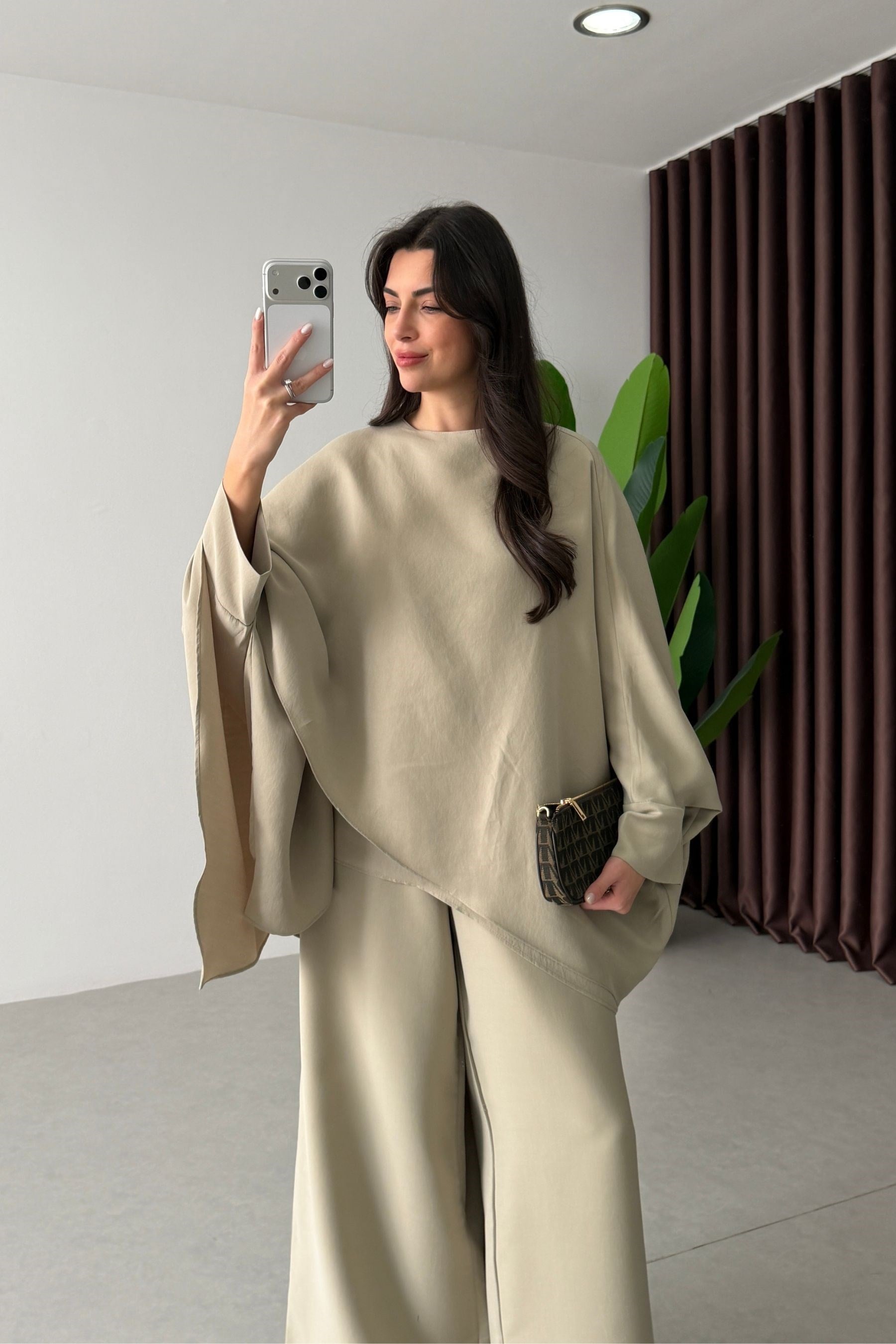 Sonia Mint Pelerin Bluz Pantolon Takım 