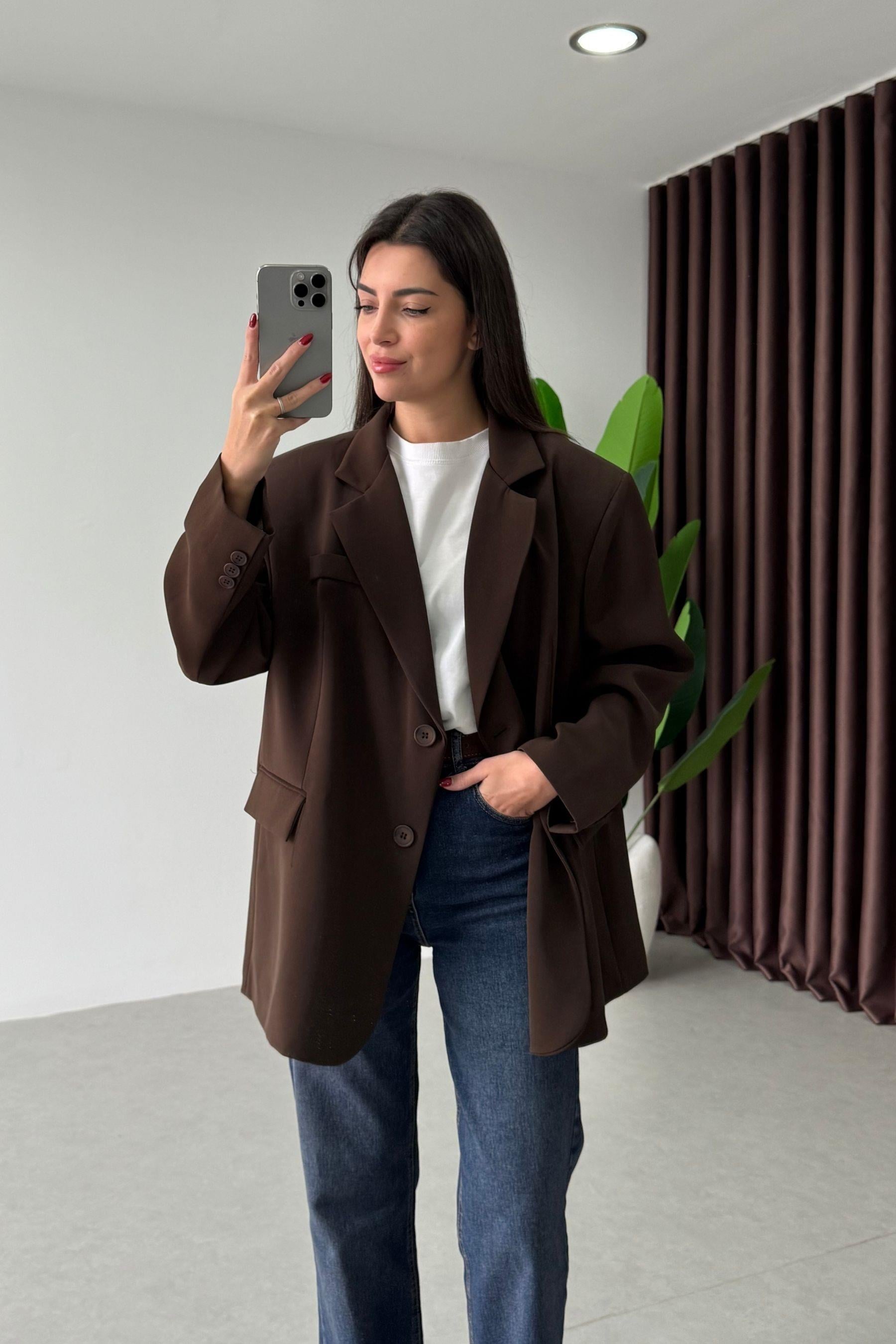 Talia Kahve Oversize Blazer