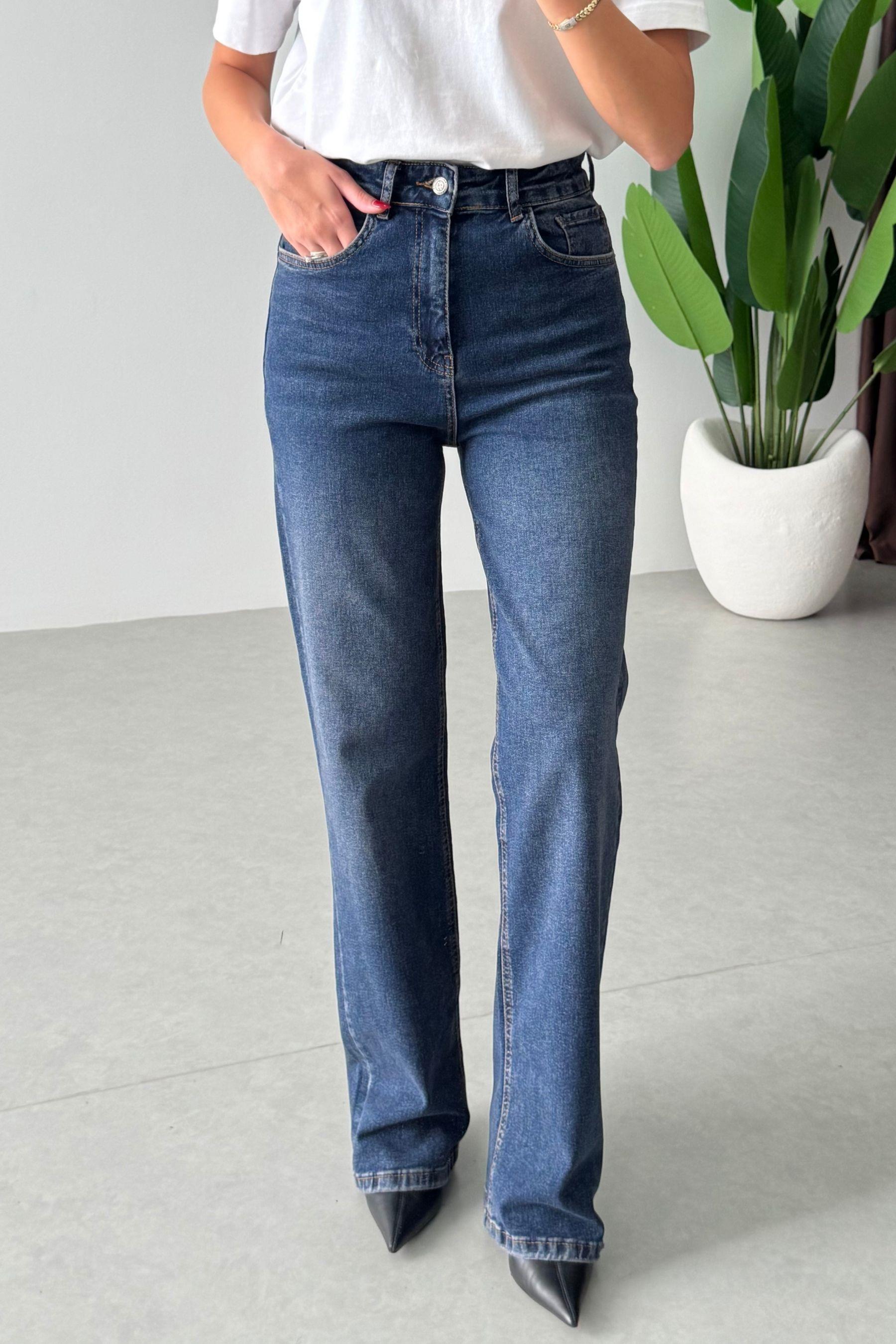 Yakira Koyu Mavi Wide Leg Jean 