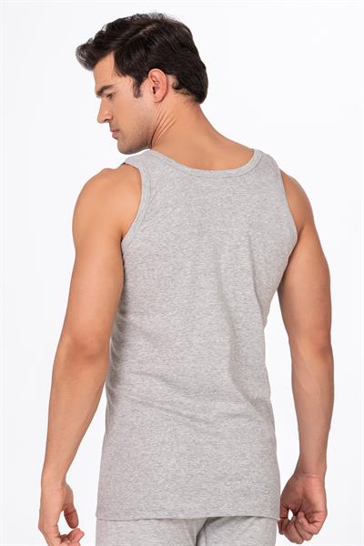 Erkek Pamuklu Ribana Kalın Askılı Atlet | Gri Melanj K0113