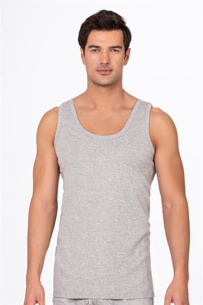 Erkek Pamuklu Ribana Kalın Askılı Atlet | Gri Melanj K0113