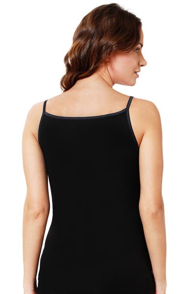 Kadın Pamuklu Modal Esnek Saten Biyeli İnce Askılı Atlet Siyah | K20586