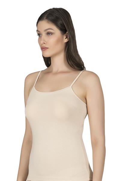 Kadın Esnek Rahat Biyeli İp Askılı Pamuklu Modal Atlet | Ten K24264