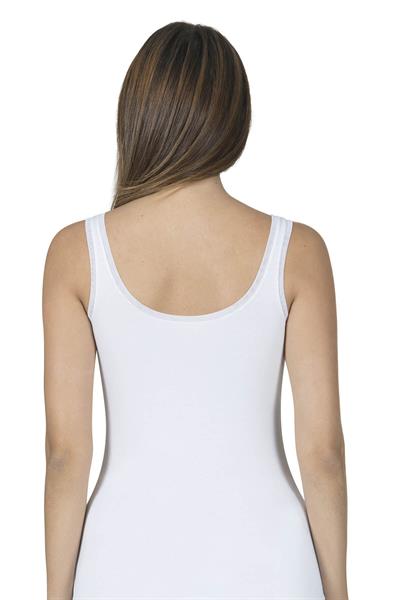 Kadın Likralı Tül Biyeli Pamuklu Modal Atlet | Beyaz K25493