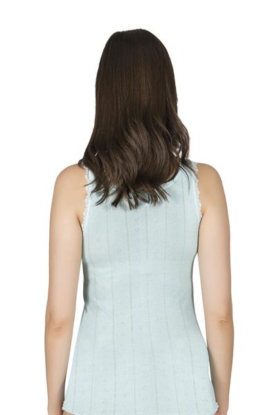 Kadın Transferli Ribana Esnek Yumoş Atlet | Turkuaz K23493