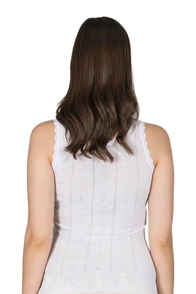 Kadın Transferli Ribana Esnek Yumoş Atlet | Beyaz K23493