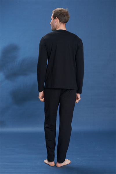 Erkek Penye Süprem Genç Önü Patlı Pijama Takım | Siyah 2117