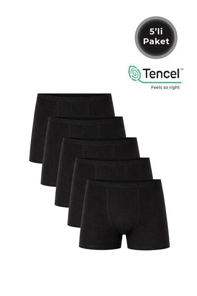 5li Paket Erkek İnce Bel Modal Boxer | Siyah K11897