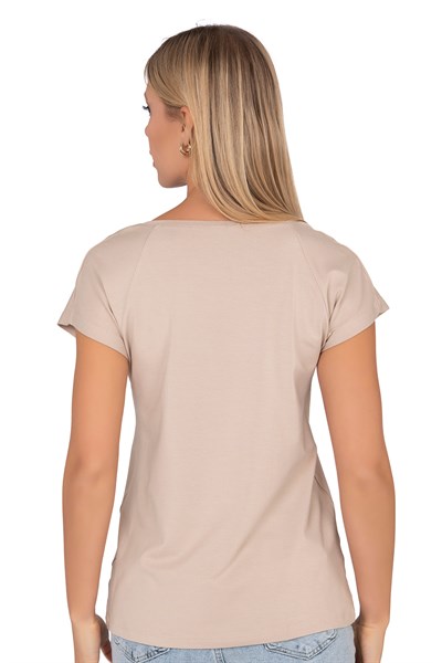 Kadın Viskon Çiçek Desenli Bluz | Kahverengi 27082