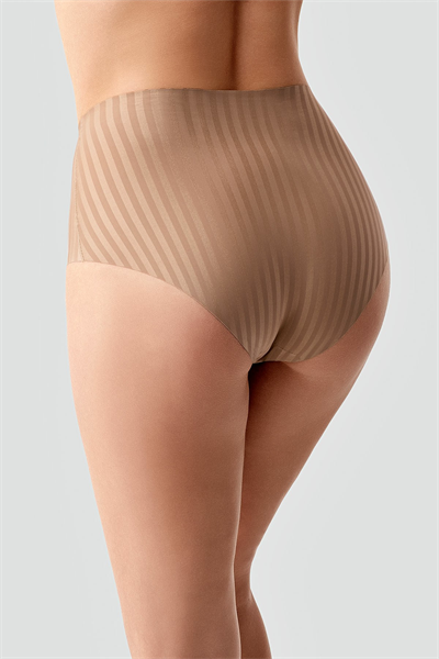 Kadın Yüksek Bel Seamless Şerit Efektli Toparlayıcı Bato Külot | Cappuccino 9211