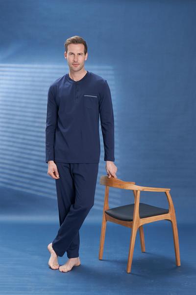 Erkek Penye Süprem Genç Önü Patlı Pijama Takım | Lacivert 2109