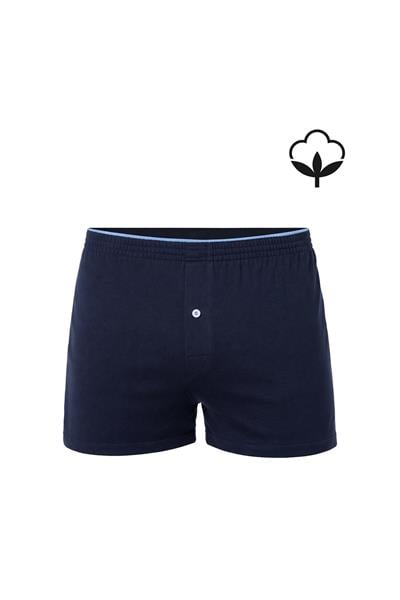 5li Paket Şardonlu Pamuklu Düğmeli Penye Erkek Boxer | Lacivert K0041