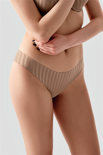 Kadın Seamless Şerit Efektli Slip Külot | Cappuccino 9213