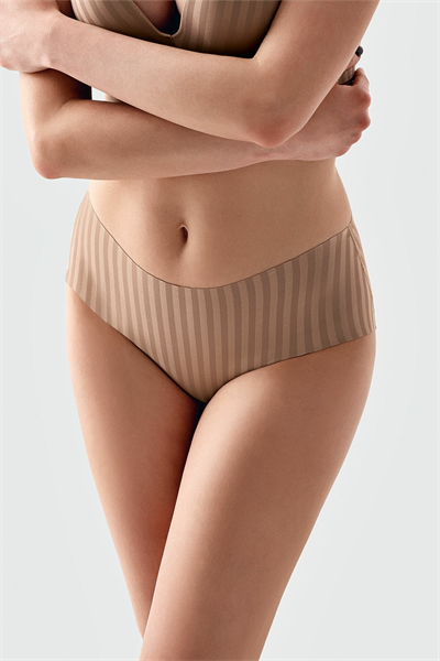 Kadın Seamless Şerit Efektli Bato Külot | Cappuccino 9212