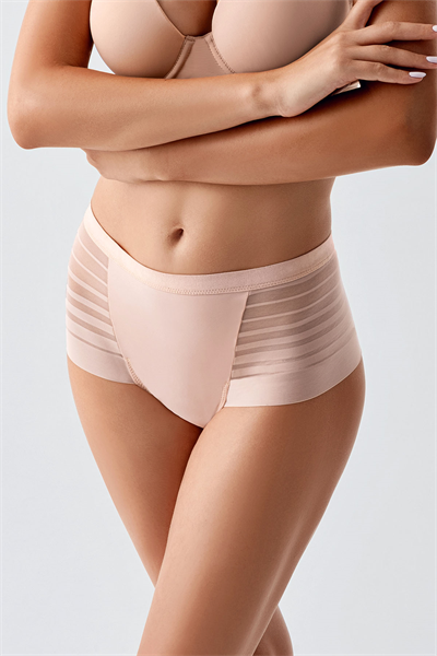 Kadın Yüksek Bel Tül Detay Brazilian Külot | Ten 9302-A