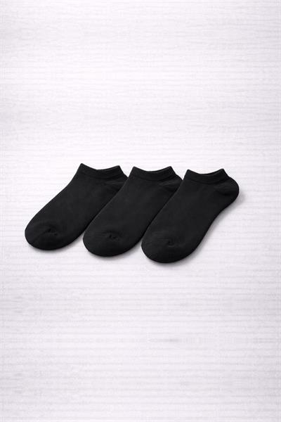 3lü Paket Kadın Siyah Pamuklu Patik Çorap