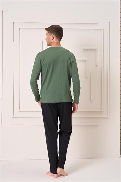 Erkek Penye Süprem Genç Önü Patlı Pijama Takımı | Yeşil 4105