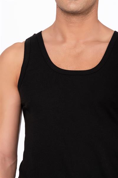 3lü Paket Pamuklu Ribana Kalın Askılı Erkek Atlet | Siyah K0113