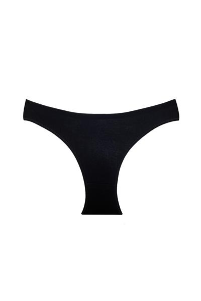 3lü Pamuklu Ribana Slip Külot | Siyah 0300