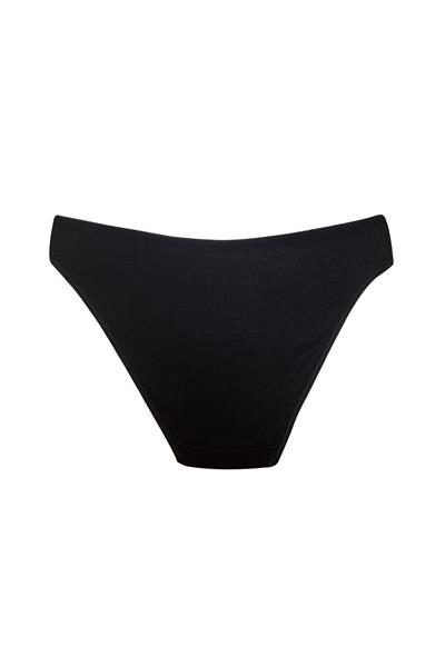 3lü Pamuklu Ribana Slip Külot | Siyah 0300