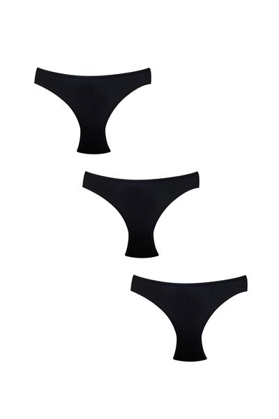 Kadın 3lü Paket Pamuklu Bambu Slip Külot | Siyah 0320