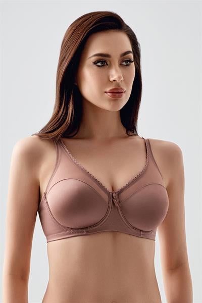 Kadın C Kap Balenli Tül Detaylı Toparlayıcı Sütyen | Vizon 2304