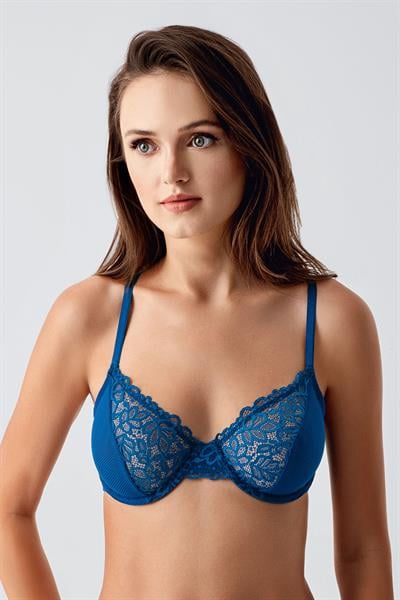 Kadın B Kap Dantelli Desteksiz Sütyen | Petrol 8410