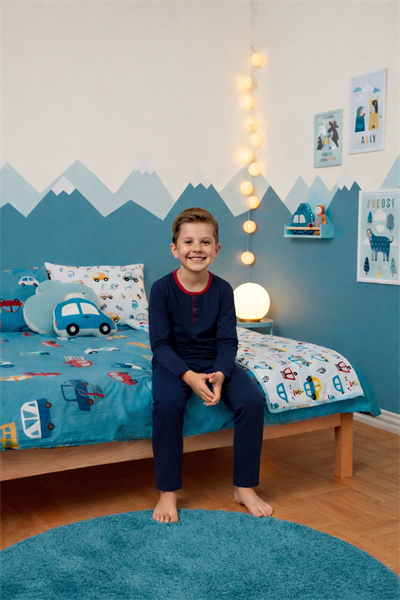 Erkek Çocuk İnterlok Bisiklet Yaka Pijama Takımı | Lacivert 200